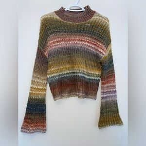 Kaisley Acrylic Knit Multi-Colour Sweater with Bell Sleeves